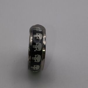 Stainless Steel Black and Silver Skull Ring Size 8.5 U.S